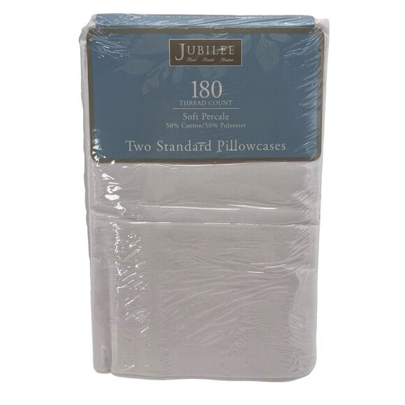 Jubilee 180 Thread Count Soft Percale Two Standard Pillowcases Cotton Polyester - Picture 1 of 5